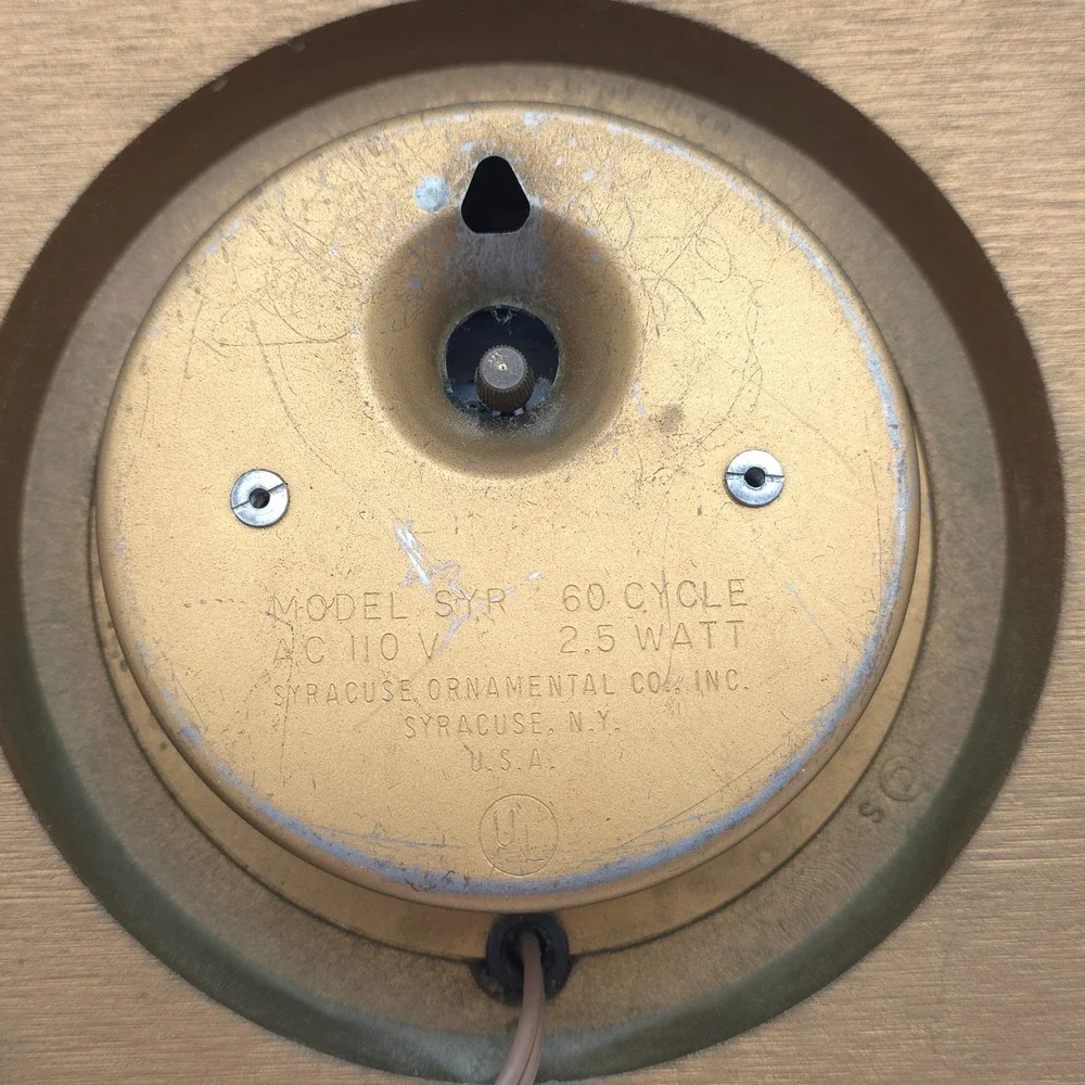 Syroco Sunburst Wall Clock Mid Century Modern‎ Electric Vintage Movement Works
